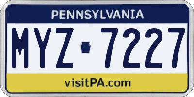 PA license plate MYZ7227