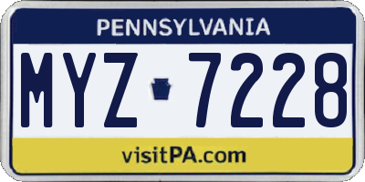 PA license plate MYZ7228