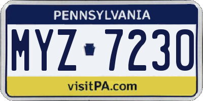 PA license plate MYZ7230