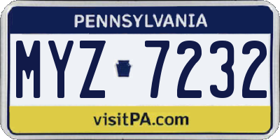 PA license plate MYZ7232