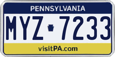 PA license plate MYZ7233