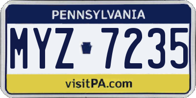 PA license plate MYZ7235