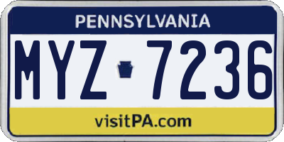 PA license plate MYZ7236