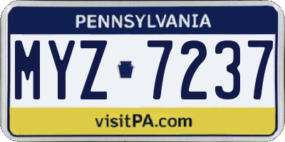PA license plate MYZ7237