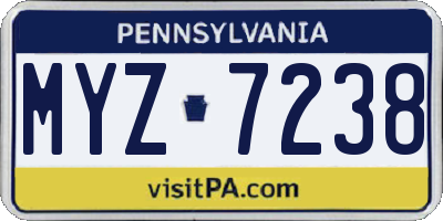 PA license plate MYZ7238