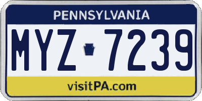 PA license plate MYZ7239