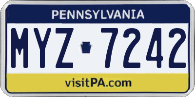 PA license plate MYZ7242