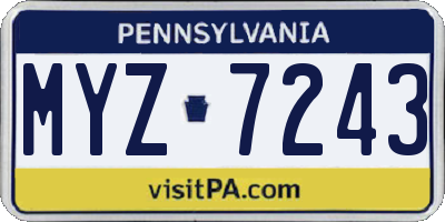 PA license plate MYZ7243