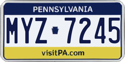 PA license plate MYZ7245