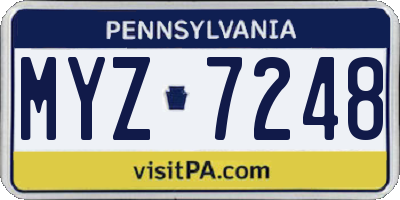 PA license plate MYZ7248