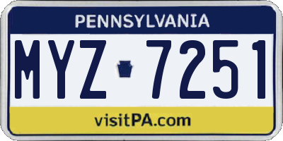 PA license plate MYZ7251