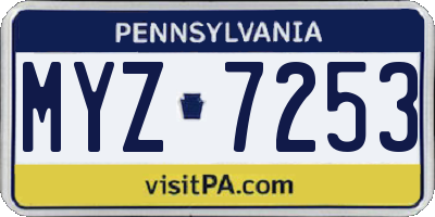 PA license plate MYZ7253
