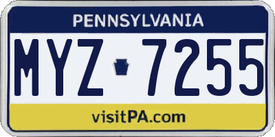PA license plate MYZ7255