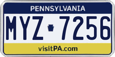 PA license plate MYZ7256