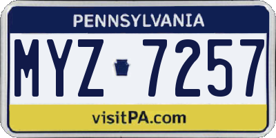 PA license plate MYZ7257