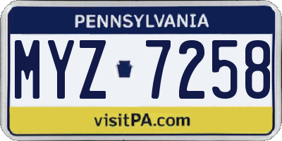 PA license plate MYZ7258