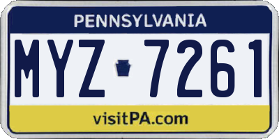 PA license plate MYZ7261