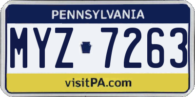 PA license plate MYZ7263
