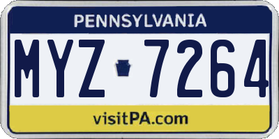 PA license plate MYZ7264