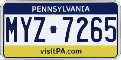 PA license plate MYZ7265