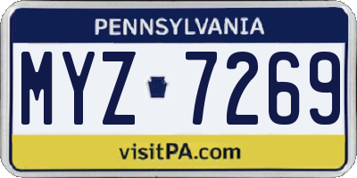 PA license plate MYZ7269