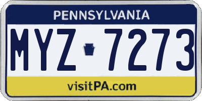 PA license plate MYZ7273