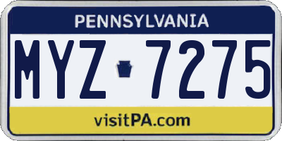 PA license plate MYZ7275