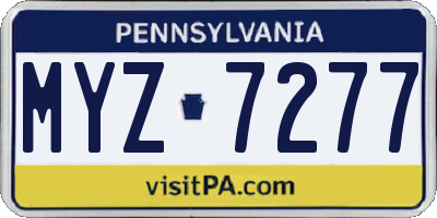 PA license plate MYZ7277