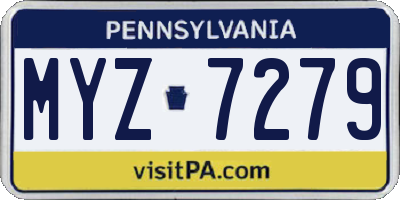 PA license plate MYZ7279