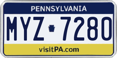 PA license plate MYZ7280