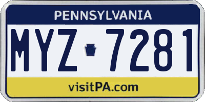 PA license plate MYZ7281