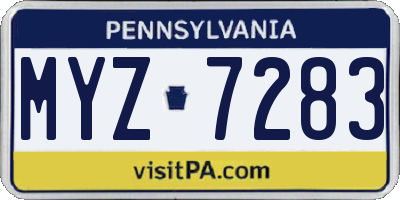 PA license plate MYZ7283