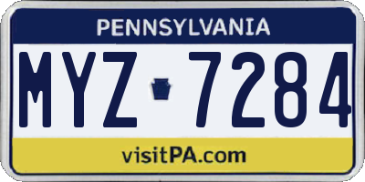 PA license plate MYZ7284