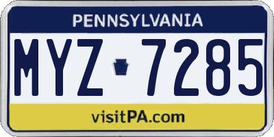 PA license plate MYZ7285