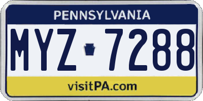 PA license plate MYZ7288