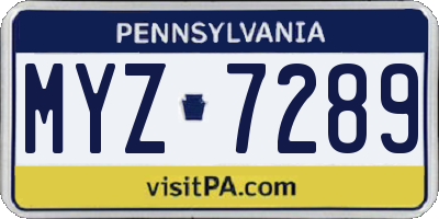 PA license plate MYZ7289