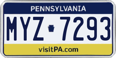 PA license plate MYZ7293