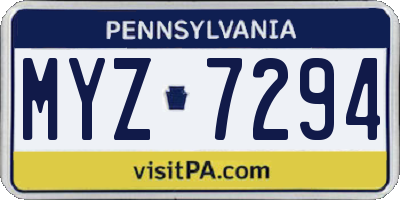 PA license plate MYZ7294