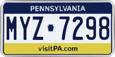 PA license plate MYZ7298