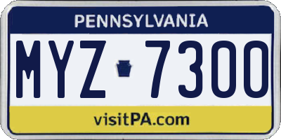 PA license plate MYZ7300