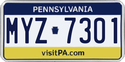 PA license plate MYZ7301