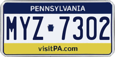 PA license plate MYZ7302