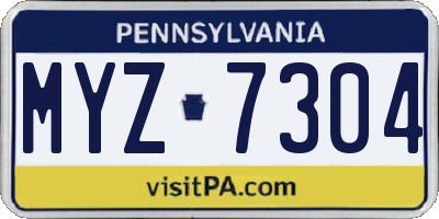 PA license plate MYZ7304