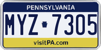 PA license plate MYZ7305