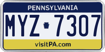 PA license plate MYZ7307