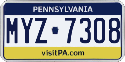 PA license plate MYZ7308