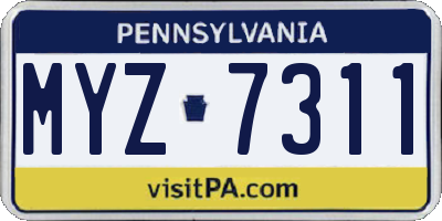 PA license plate MYZ7311
