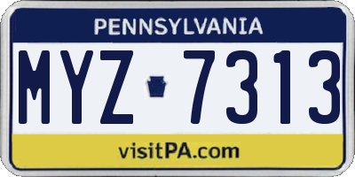 PA license plate MYZ7313