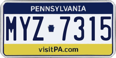 PA license plate MYZ7315