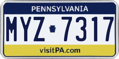 PA license plate MYZ7317